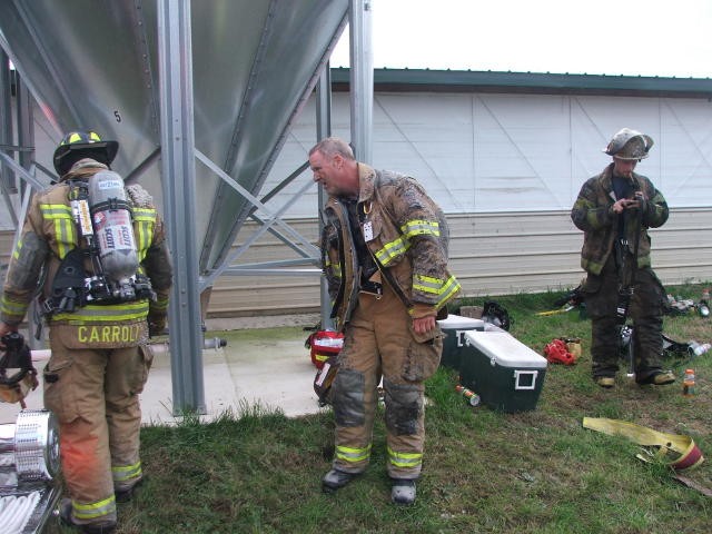 Past Chief Allen Fowler after coming out of a chicken house fire on Woodlawn Road.